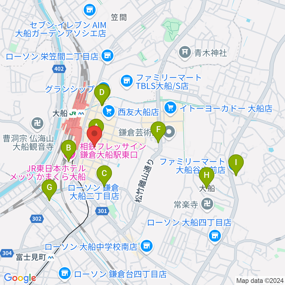 大船ハニービー周辺のホテル一覧地図