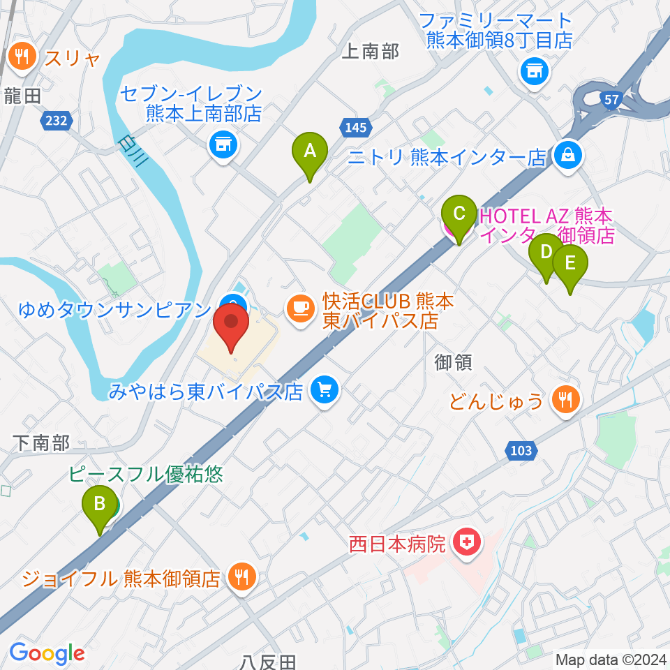 大谷楽器店 サンピアン教室周辺のホテル一覧地図