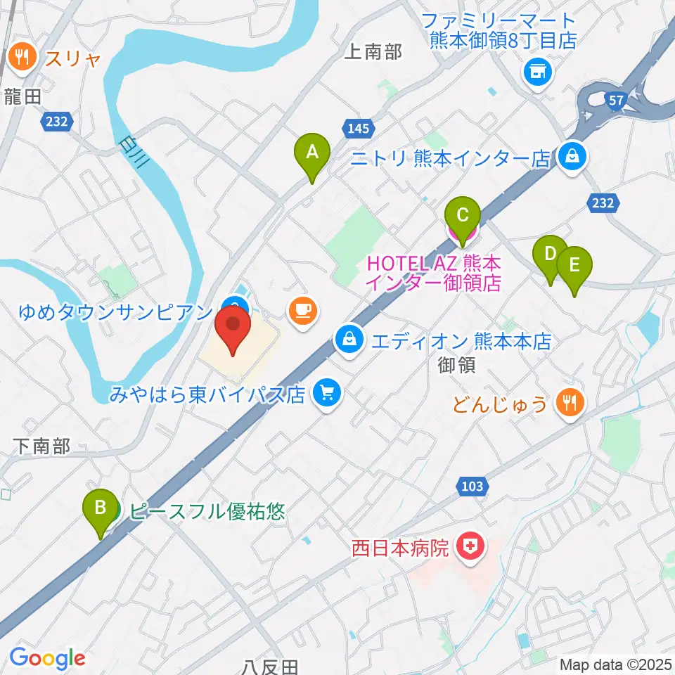 大谷楽器店 サンピアン教室周辺のホテル一覧地図