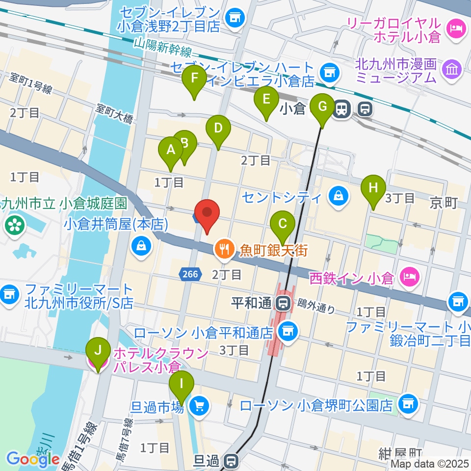 ミュージックストアナガト小倉店周辺のホテル一覧地図