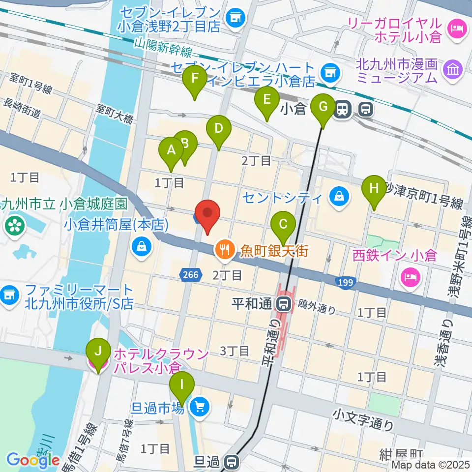 ミュージックストアナガト小倉店周辺のホテル一覧地図