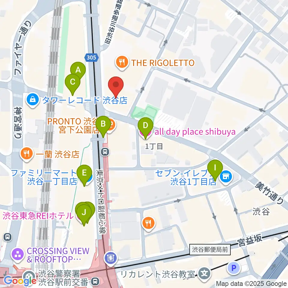 ミュージックアベニュー渋谷cocoti周辺のホテル一覧地図