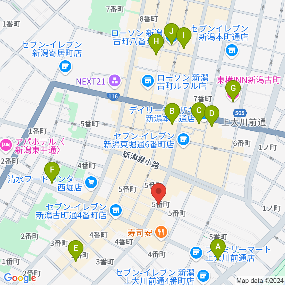 あぽろん新潟店周辺のホテル一覧地図