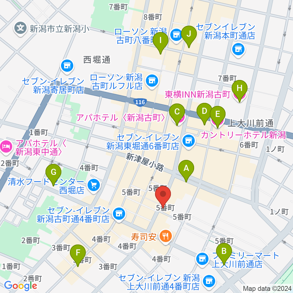 あぽろん新潟店周辺のホテル一覧地図