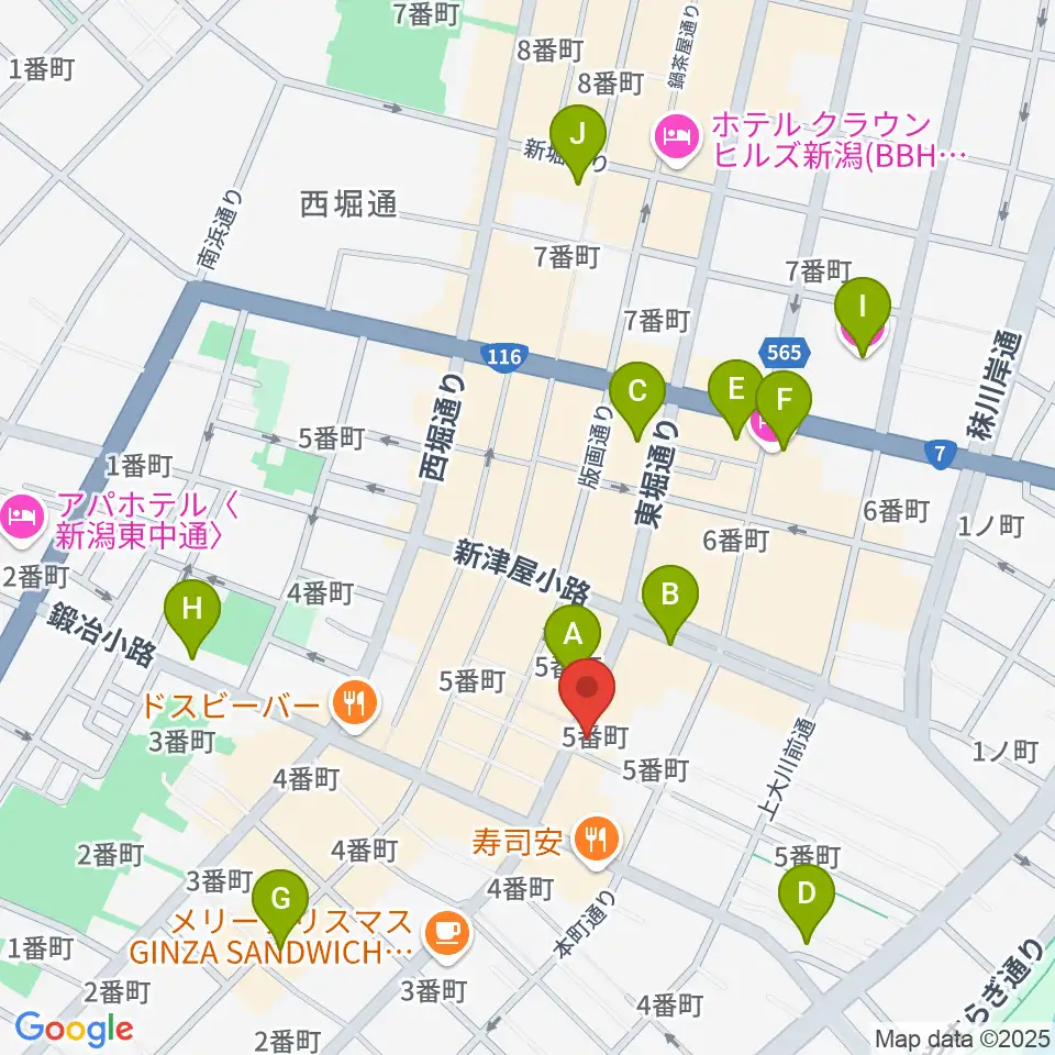 あぽろん新潟店周辺のホテル一覧地図