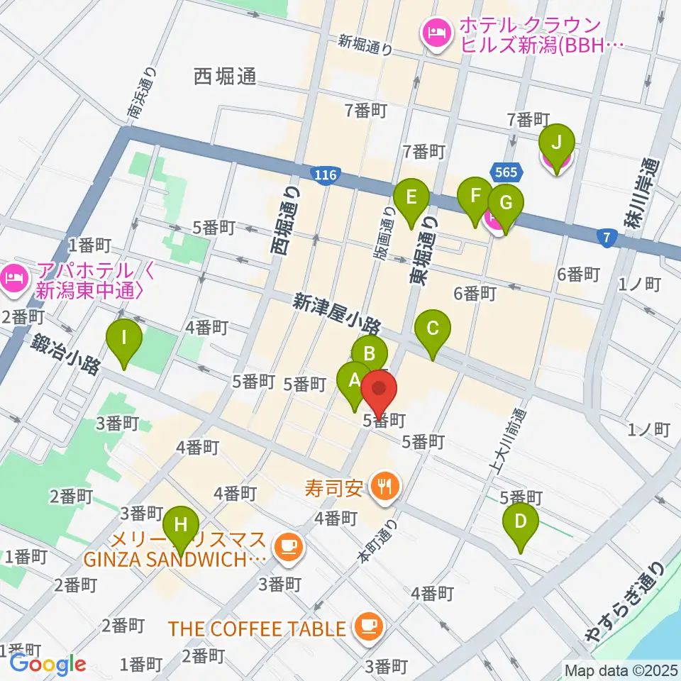あぽろん新潟店周辺のホテル一覧地図
