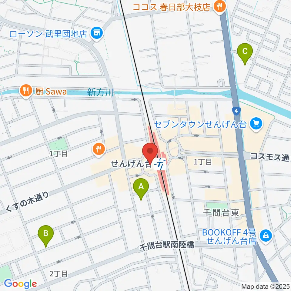 リトミックランドせんげん台教室周辺のホテル一覧地図