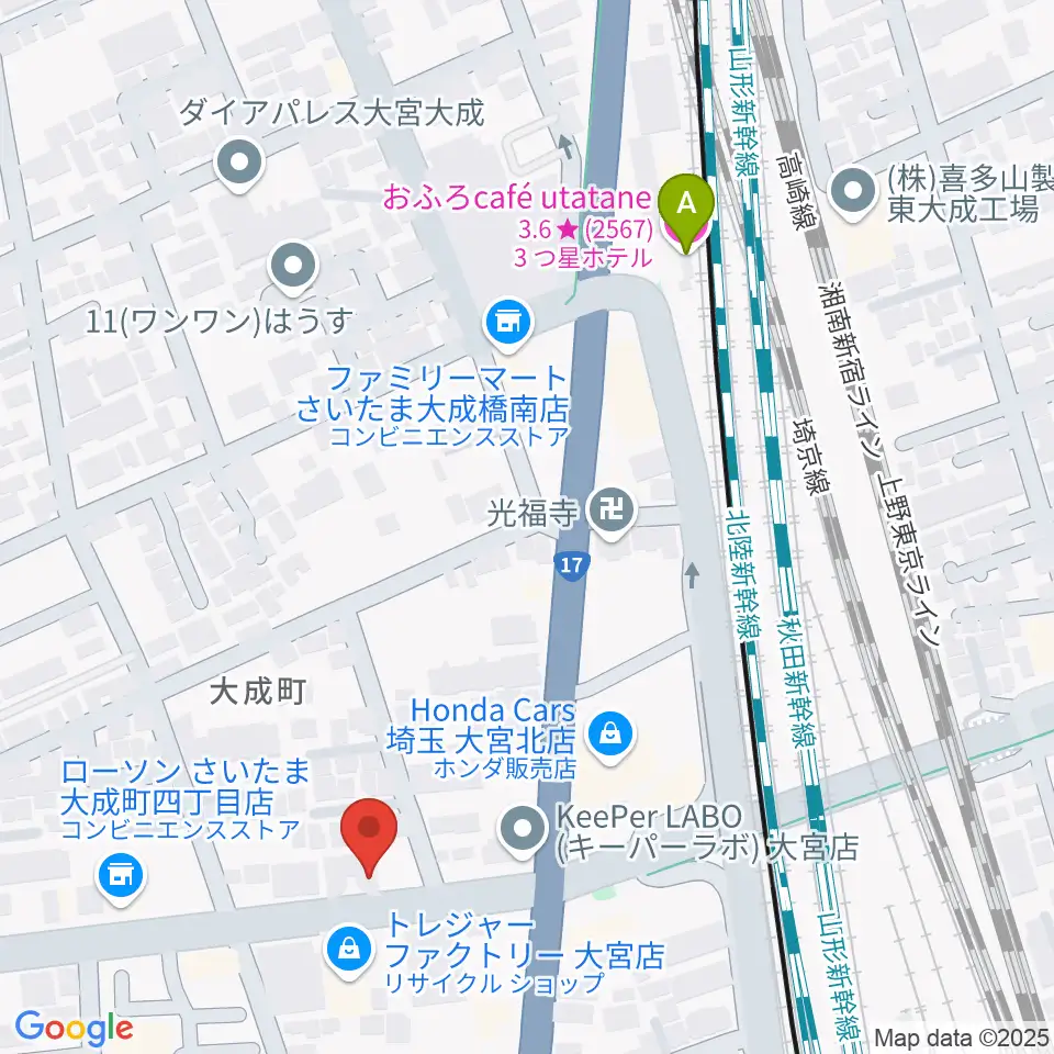 ユニオン楽器ピアノパワーセンターさいたま店周辺のホテル一覧地図