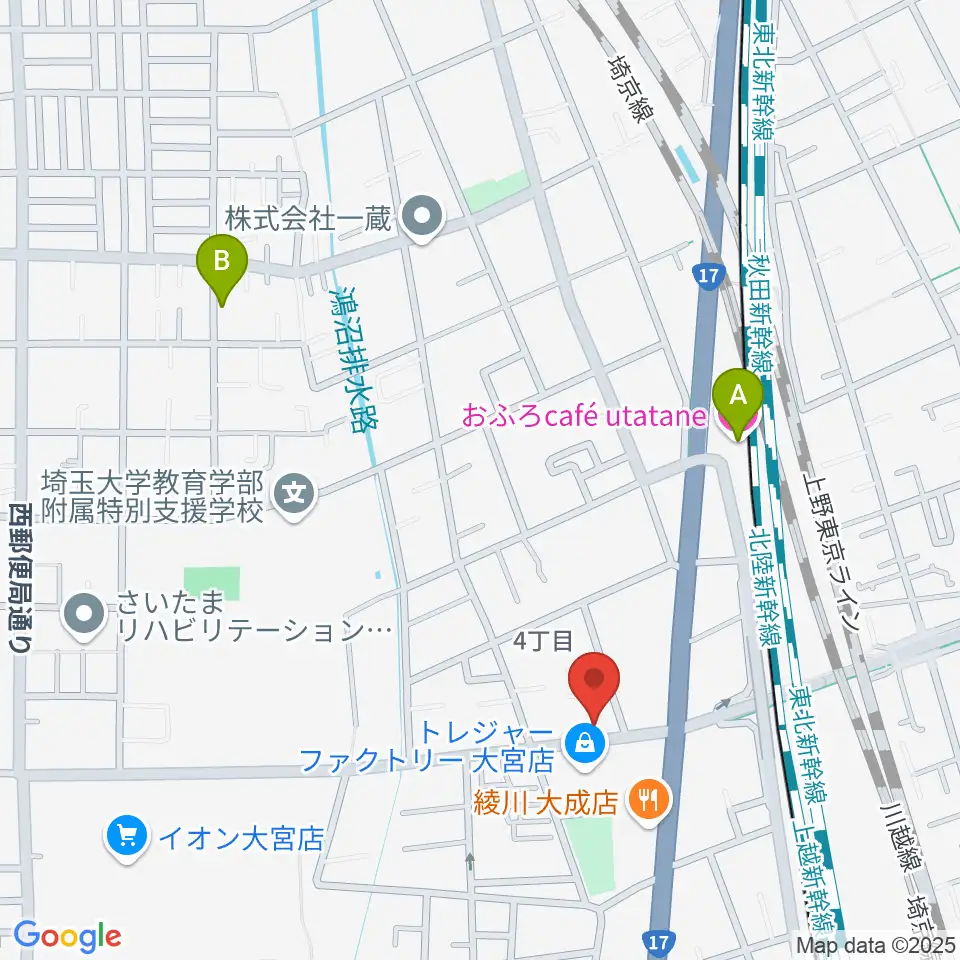 ユニオン楽器ピアノパワーセンターさいたま店周辺のホテル一覧地図