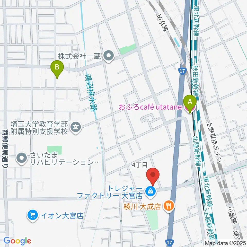 ユニオン楽器ピアノパワーセンターさいたま店周辺のホテル一覧地図
