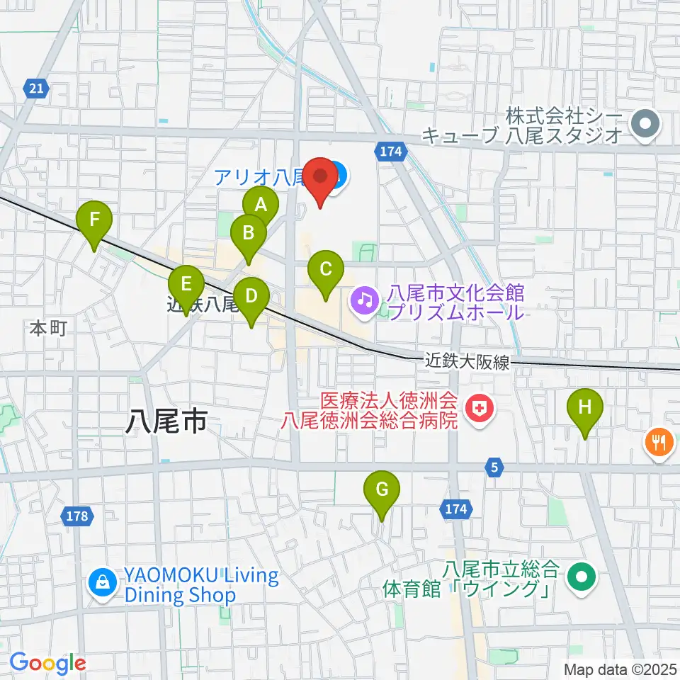 小阪楽器店 アリオ八尾店周辺のホテル一覧地図