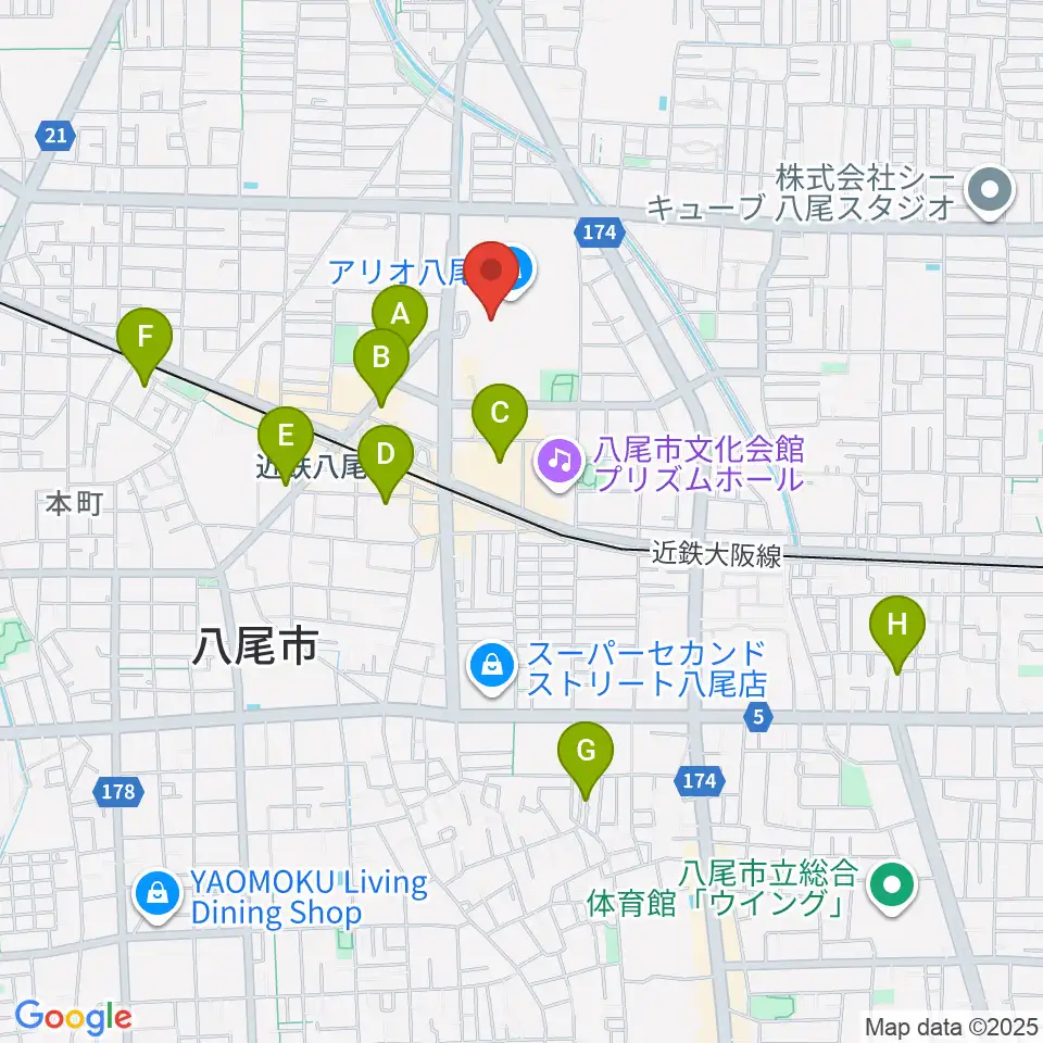 小阪楽器店 アリオ八尾店周辺のホテル一覧地図