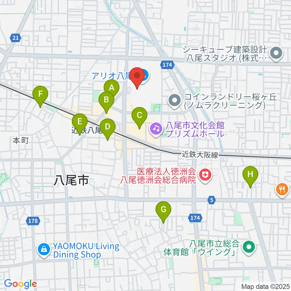 小阪楽器店 アリオ八尾店周辺のホテル一覧地図