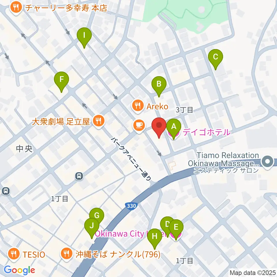 照屋林助三線店周辺のホテル一覧地図
