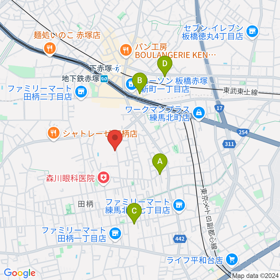 吉田音楽教室周辺のホテル一覧地図