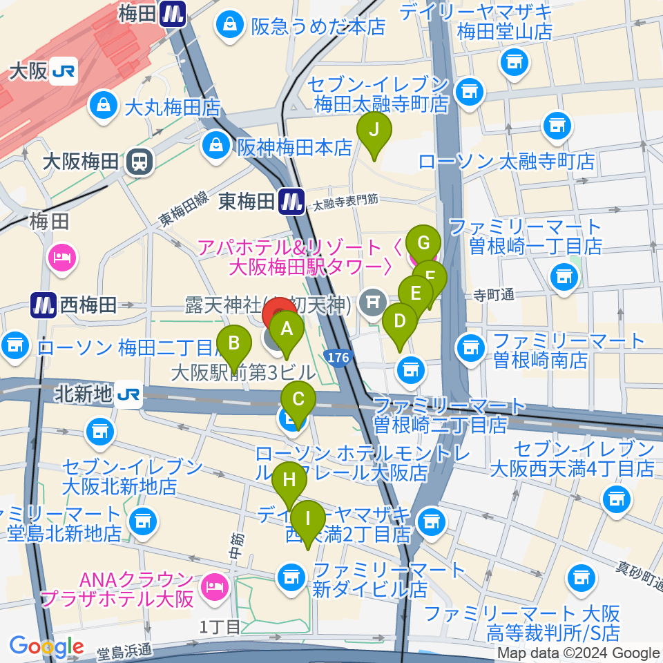 アール・エイチ・ワイ梅田周辺のホテル一覧地図