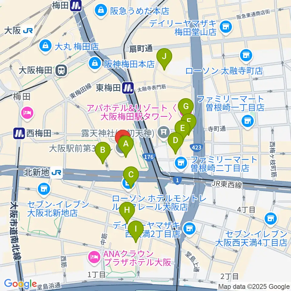 アール・エイチ・ワイ梅田周辺のホテル一覧地図