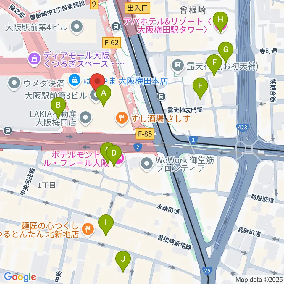 アール・エイチ・ワイ梅田周辺のホテル一覧地図