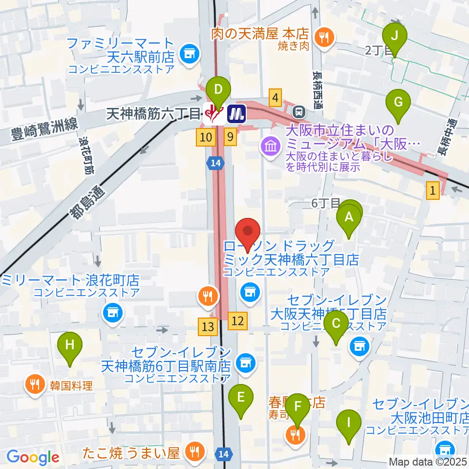フィス音楽教室(天六教室)周辺のホテル一覧地図