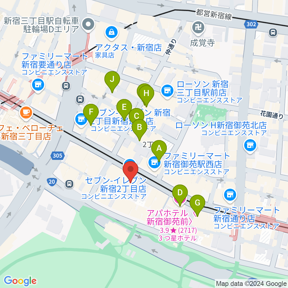 御苑サウンド周辺のホテル一覧地図