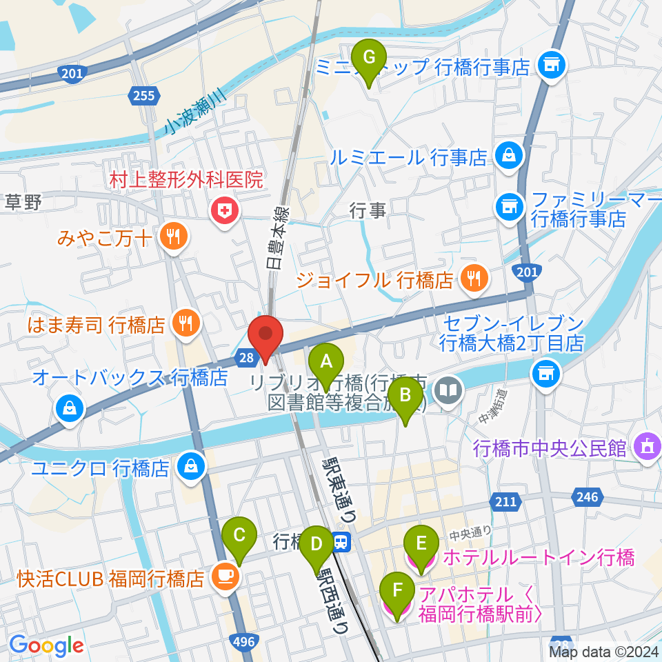 ソアラ楽器周辺のホテル一覧地図