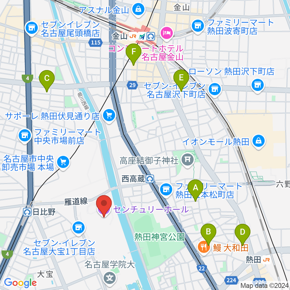 名古屋国際会議場センチュリーホール周辺のホテル一覧地図