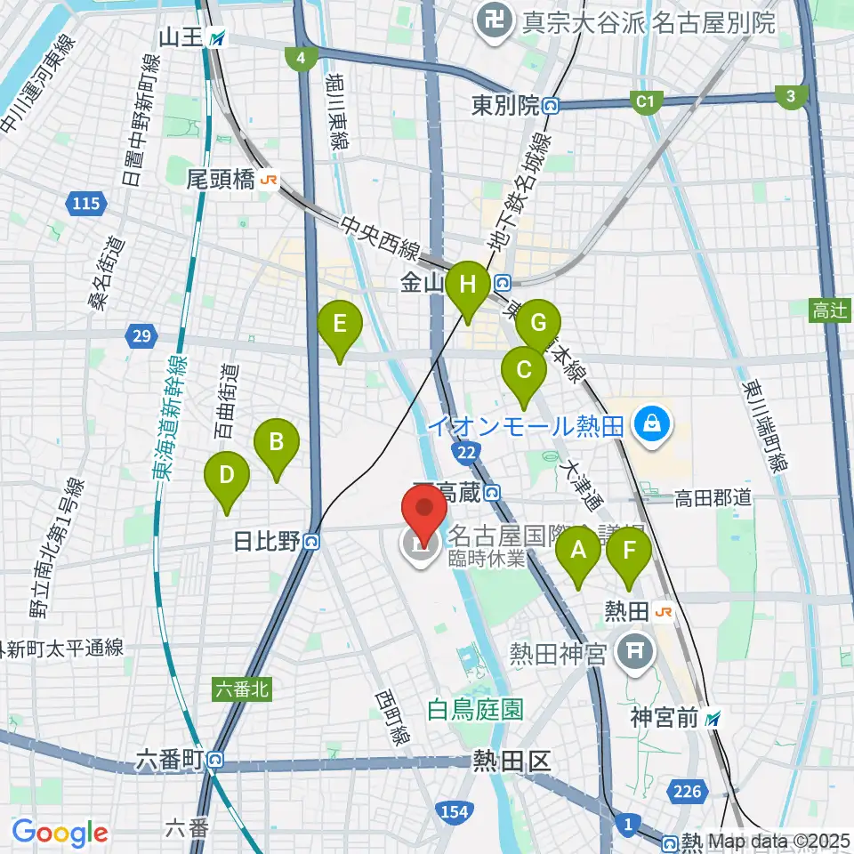 名古屋国際会議場センチュリーホール周辺のホテル一覧地図