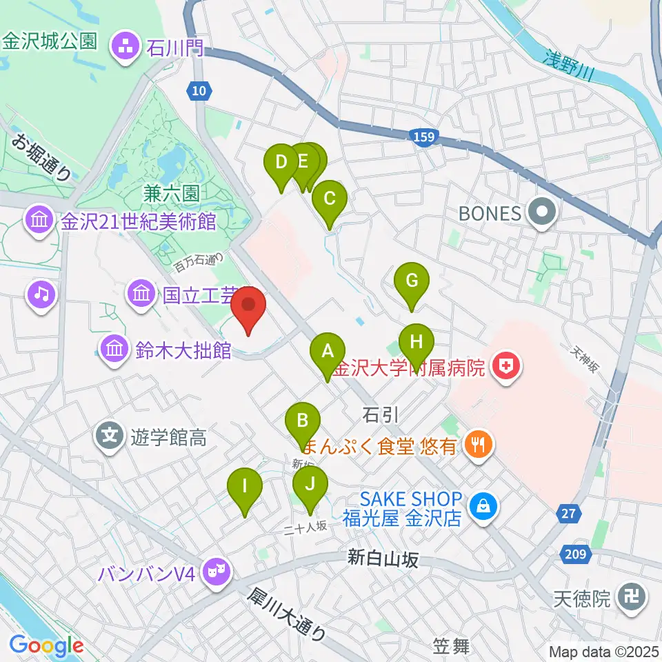 本多の森北電ホール周辺のホテル一覧地図