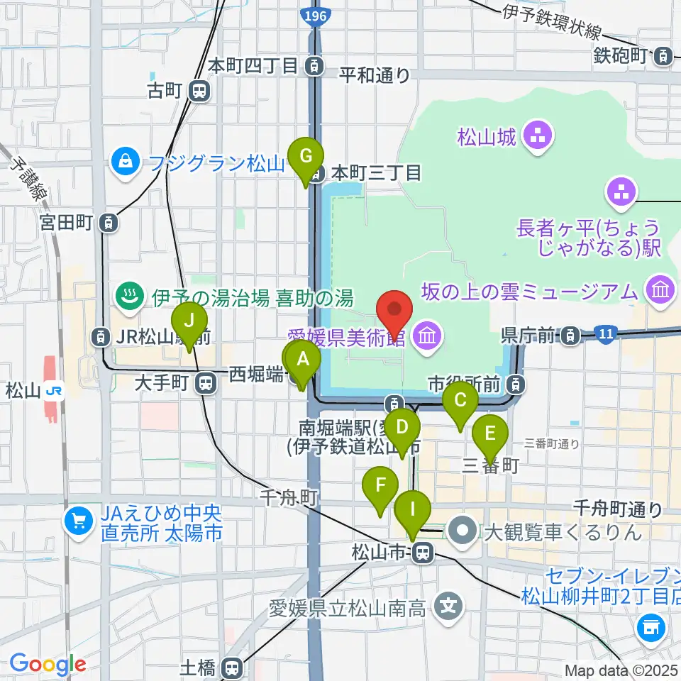 松山市民会館周辺のホテル一覧地図
