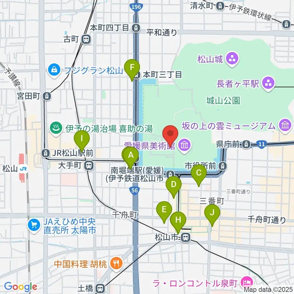 松山市民会館周辺のホテル一覧地図