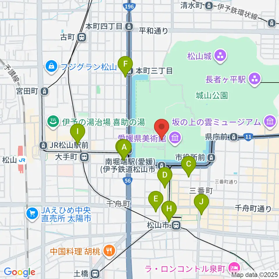 松山市民会館周辺のホテル一覧地図