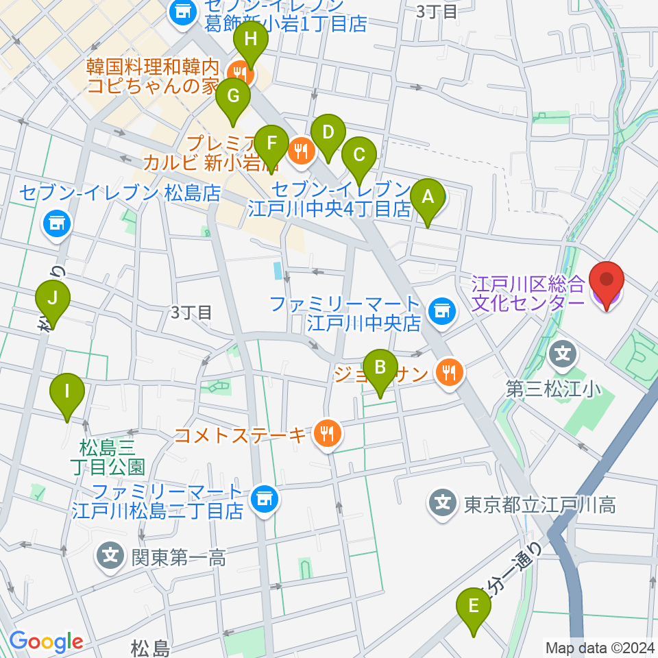 江戸川区総合文化センター周辺のホテル一覧地図