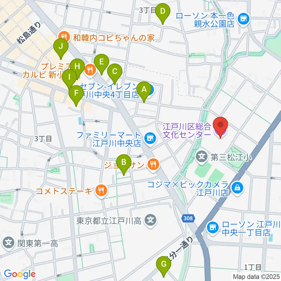 江戸川区総合文化センター周辺のホテル一覧地図