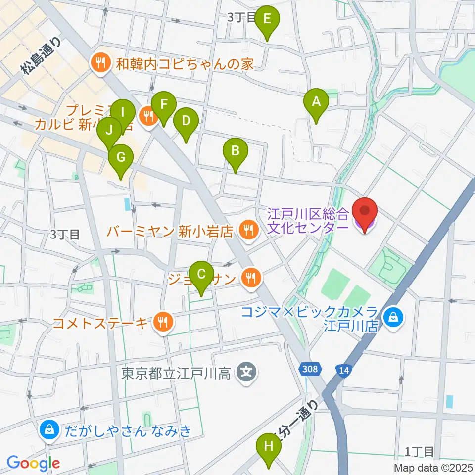 江戸川区総合文化センター周辺のホテル一覧地図