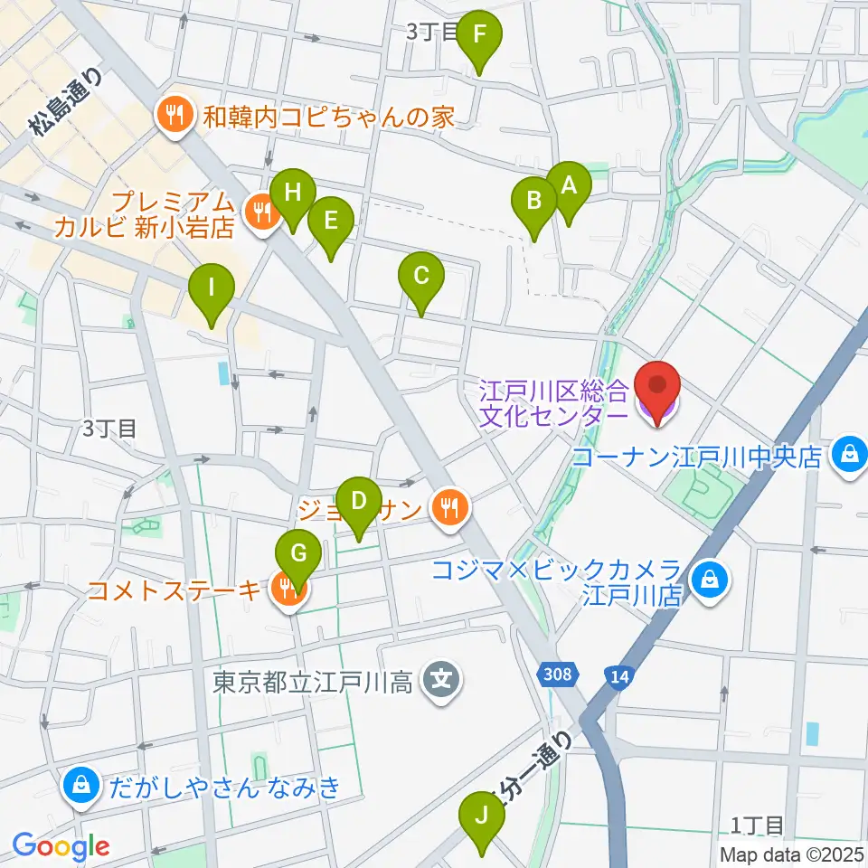 江戸川区総合文化センター周辺のホテル一覧地図