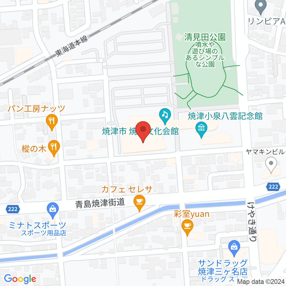 焼津文化会館周辺のホテル一覧地図