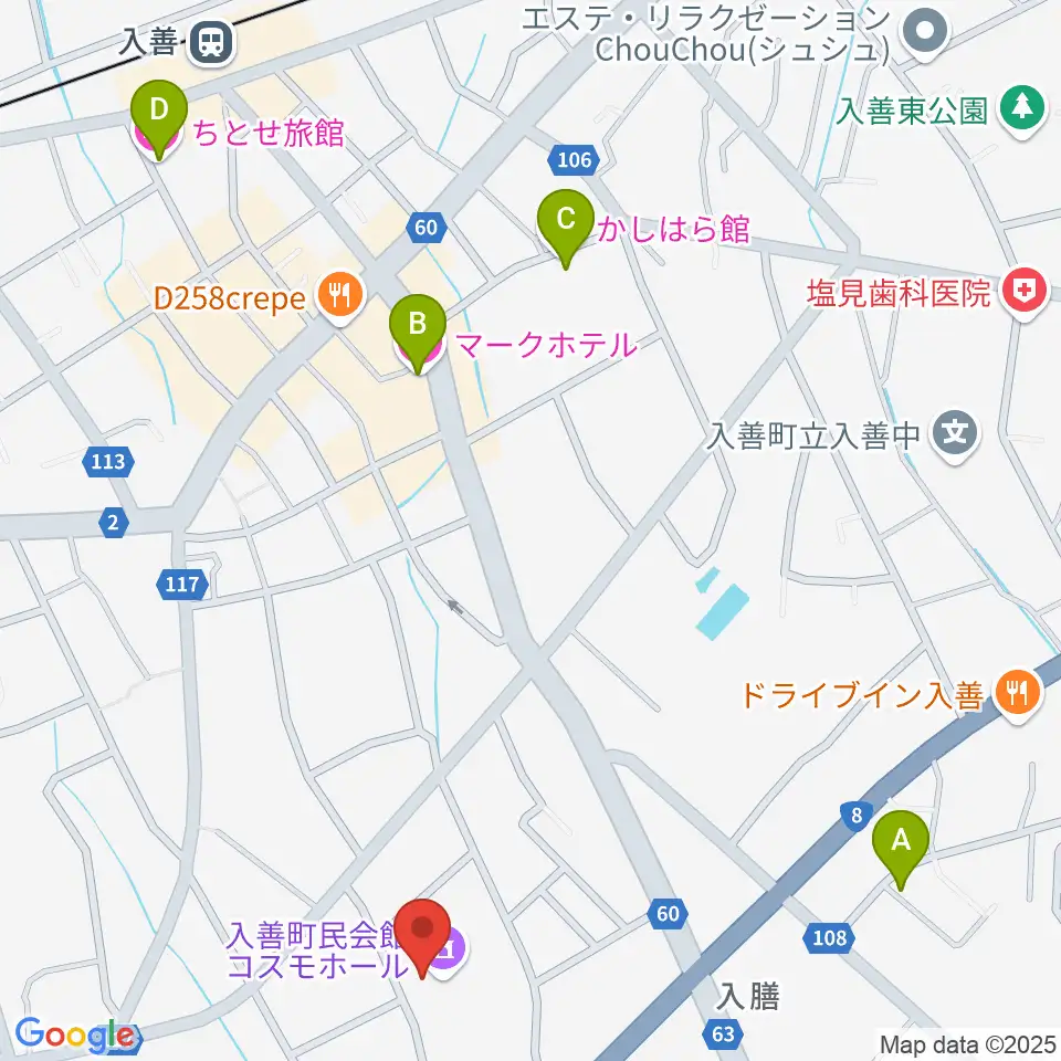 入善町民会館コスモホール周辺のホテル一覧地図