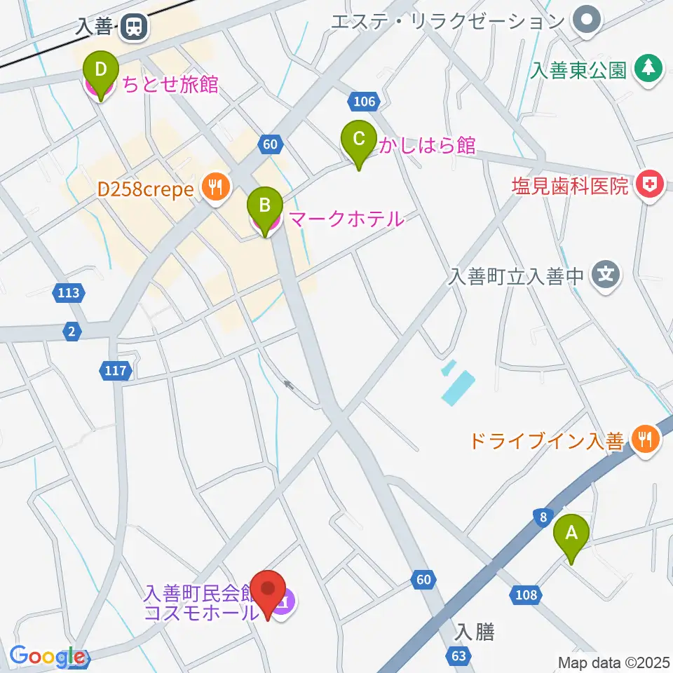 入善町民会館コスモホール周辺のホテル一覧地図