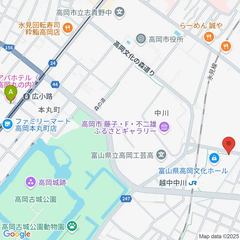富山県高岡文化ホール周辺のホテル一覧地図