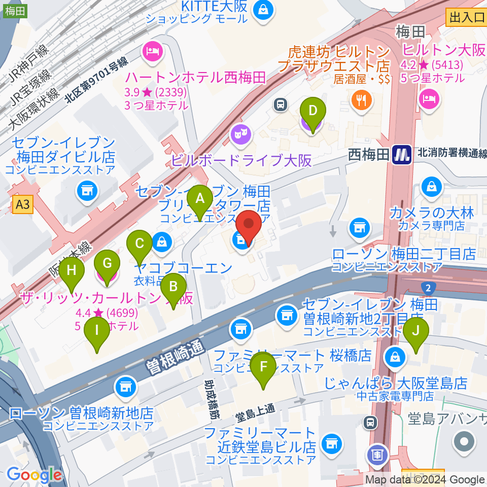 サンケイホールブリーゼ周辺のホテル一覧地図