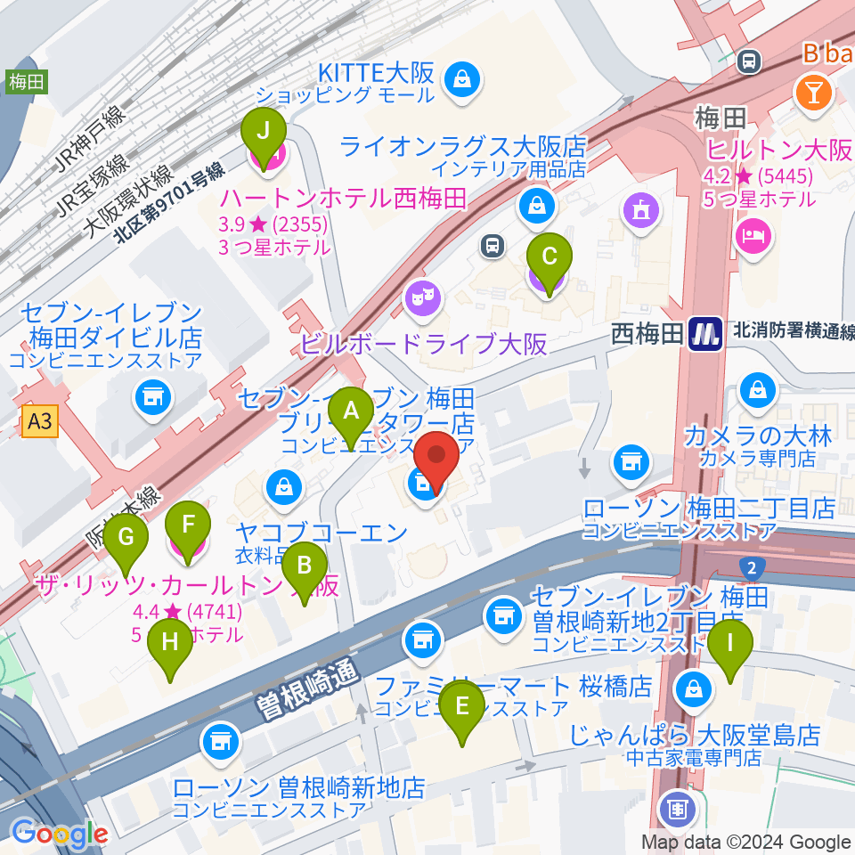 サンケイホールブリーゼ周辺のホテル一覧地図