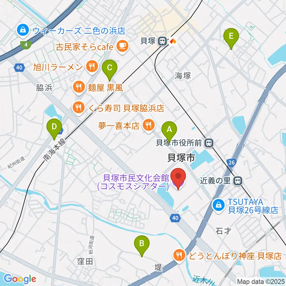 貝塚市民文化会館コスモスシアター周辺のホテル一覧地図