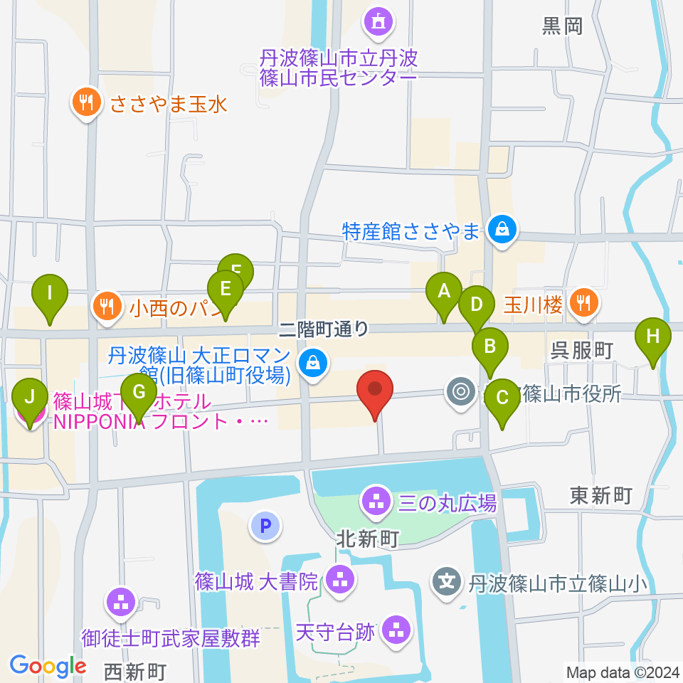 丹波篠山市立田園交響ホール周辺のホテル一覧地図