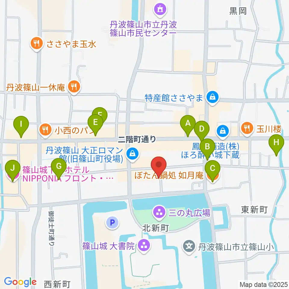 丹波篠山市立田園交響ホール周辺のホテル一覧地図