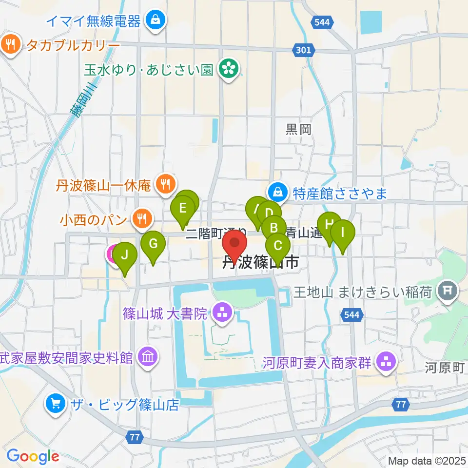 丹波篠山市立田園交響ホール周辺のホテル一覧地図