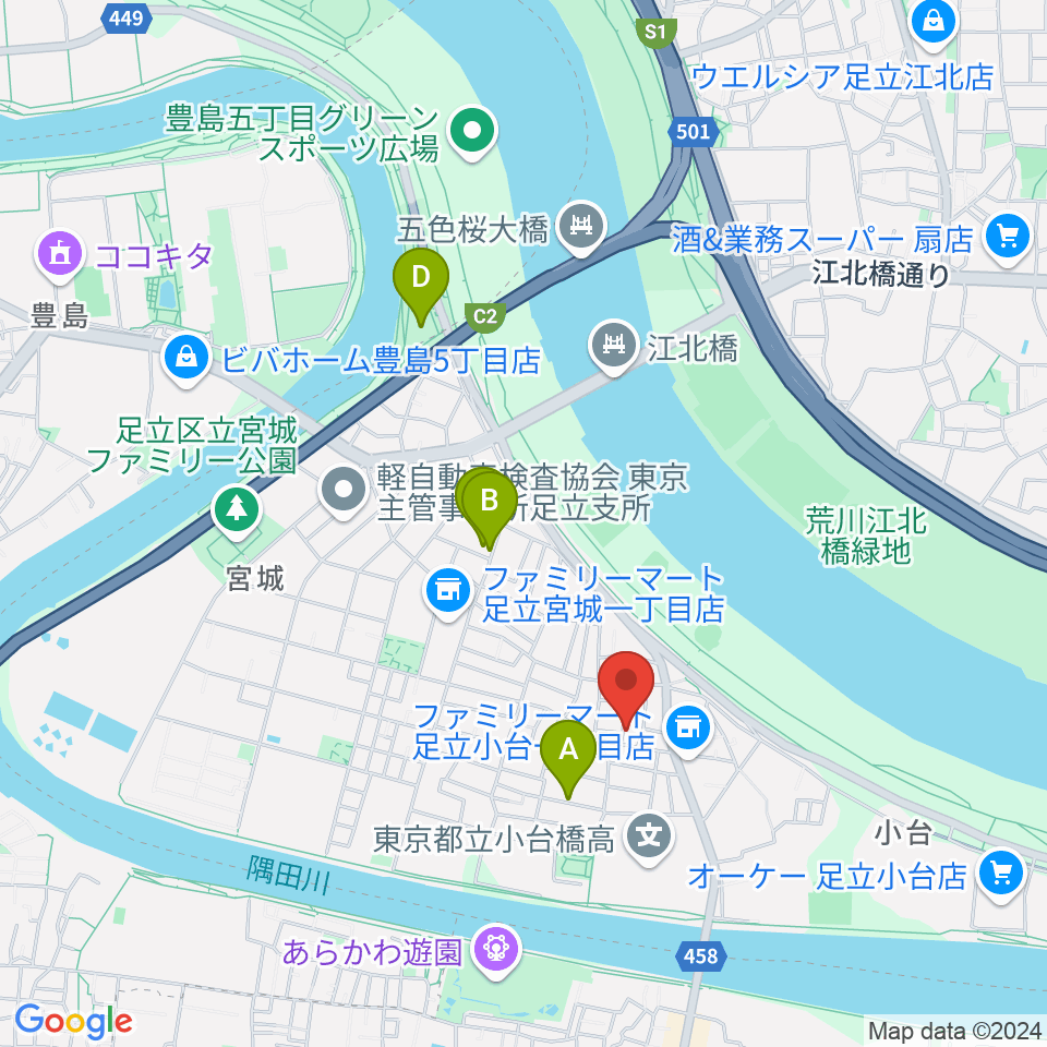 東音楽器足立センター周辺のホテル一覧地図