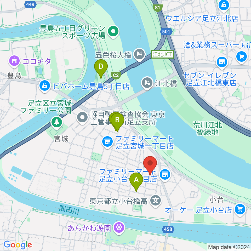 東音楽器足立センター周辺のホテル一覧地図