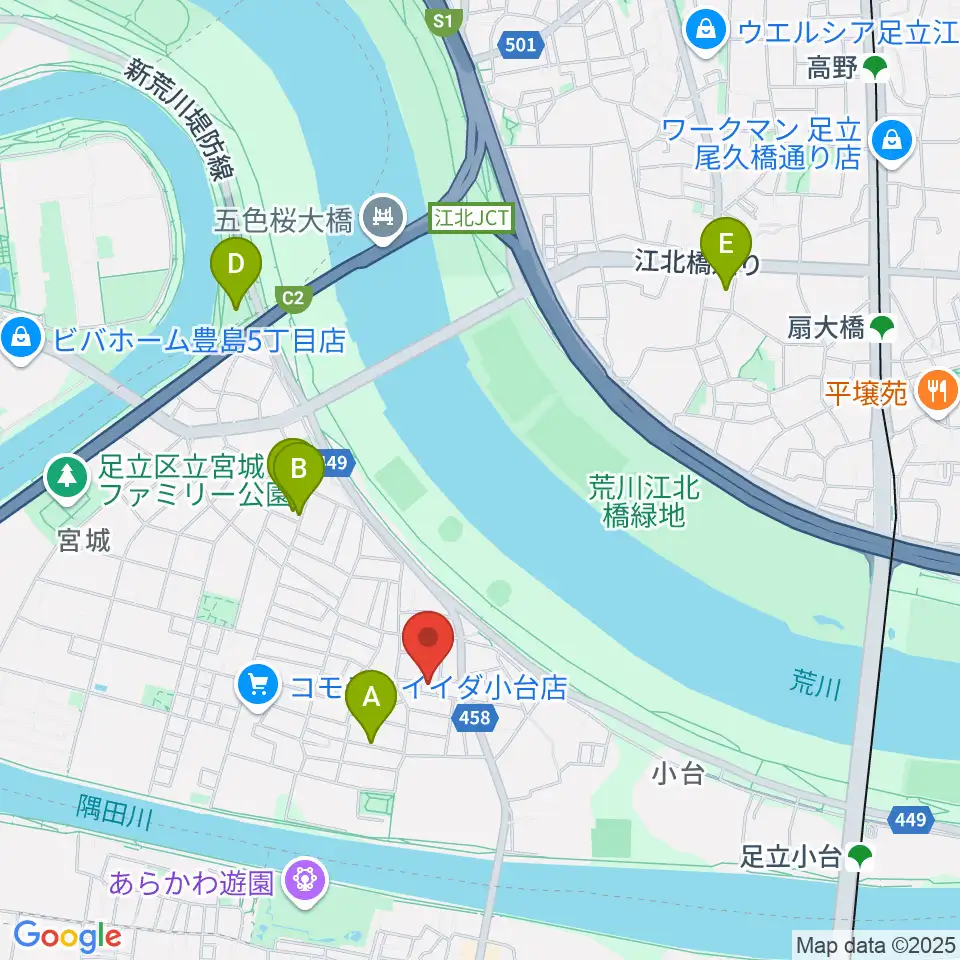 東音楽器足立センター周辺のホテル一覧地図