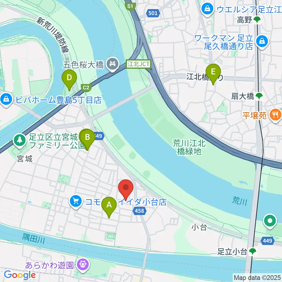 東音楽器足立センター周辺のホテル一覧地図