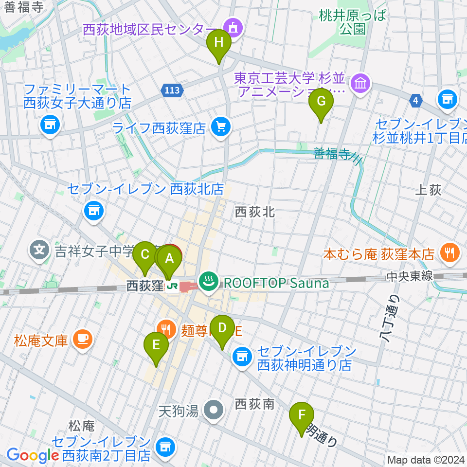 西荻窪ココパーム周辺のホテル一覧地図